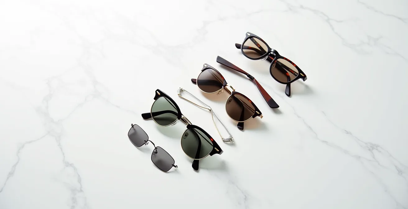 Composition montrant les détails d'authentification sur une monture Ray-Ban